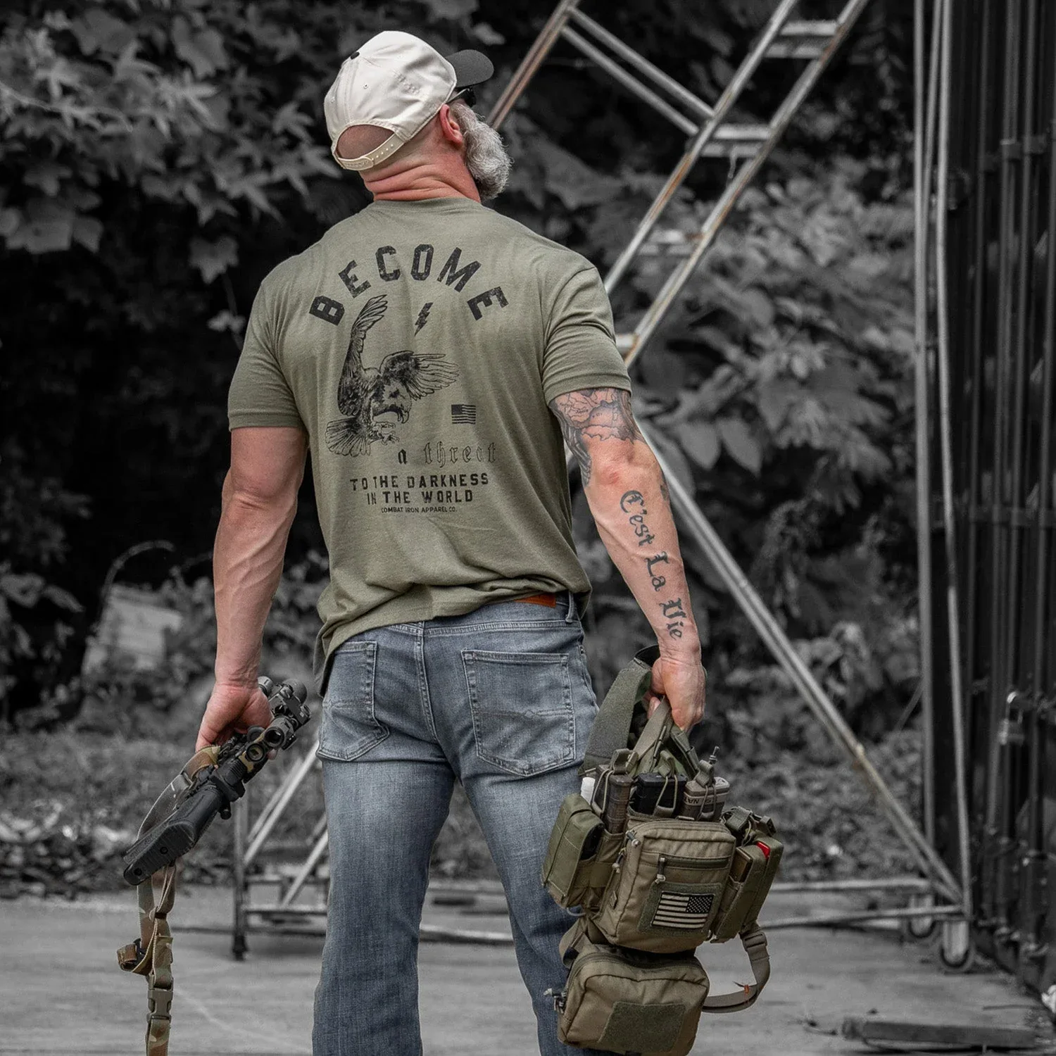Become A Threat To The Darkness Men's T-Shirt - Combat Iron Apparel Co. - Image 20