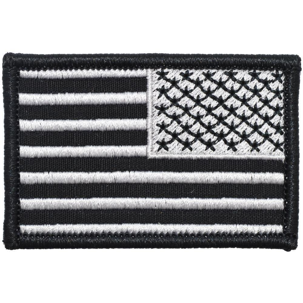 US Flag - 2x3 Patch - Black w/ Silver - Image 2