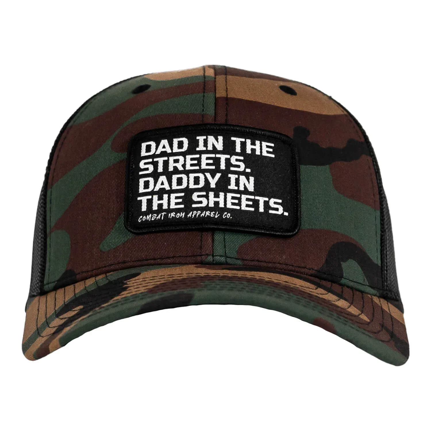 Dad In The Streets. Daddy In The Sheets. Black Patch Snapback Hat - Combat Iron Apparel Co. - Image 11