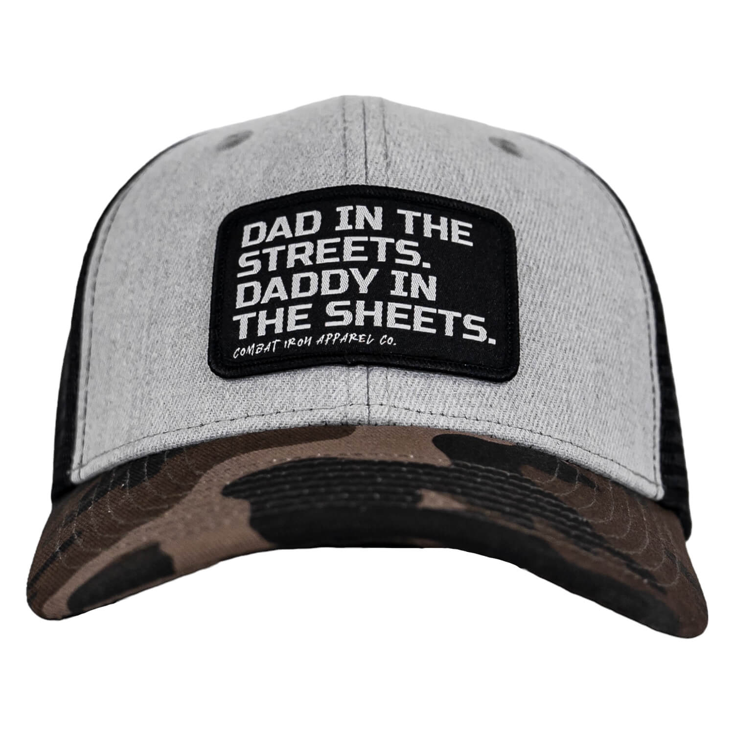Dad In The Streets. Daddy In The Sheets. Black Patch Snapback Hat - Combat Iron Apparel Co. - Image 23