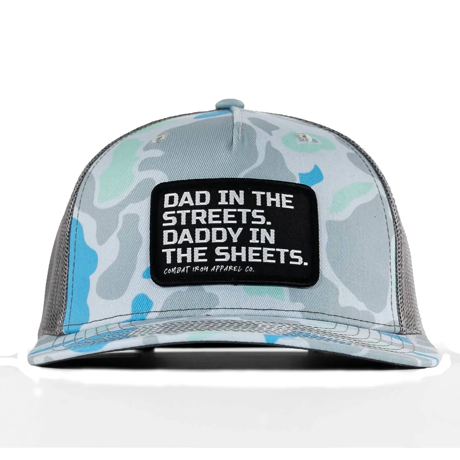 Dad In The Streets. Daddy In The Sheets. Black Patch Snapback Hat - Combat Iron Apparel Co. - Image 3