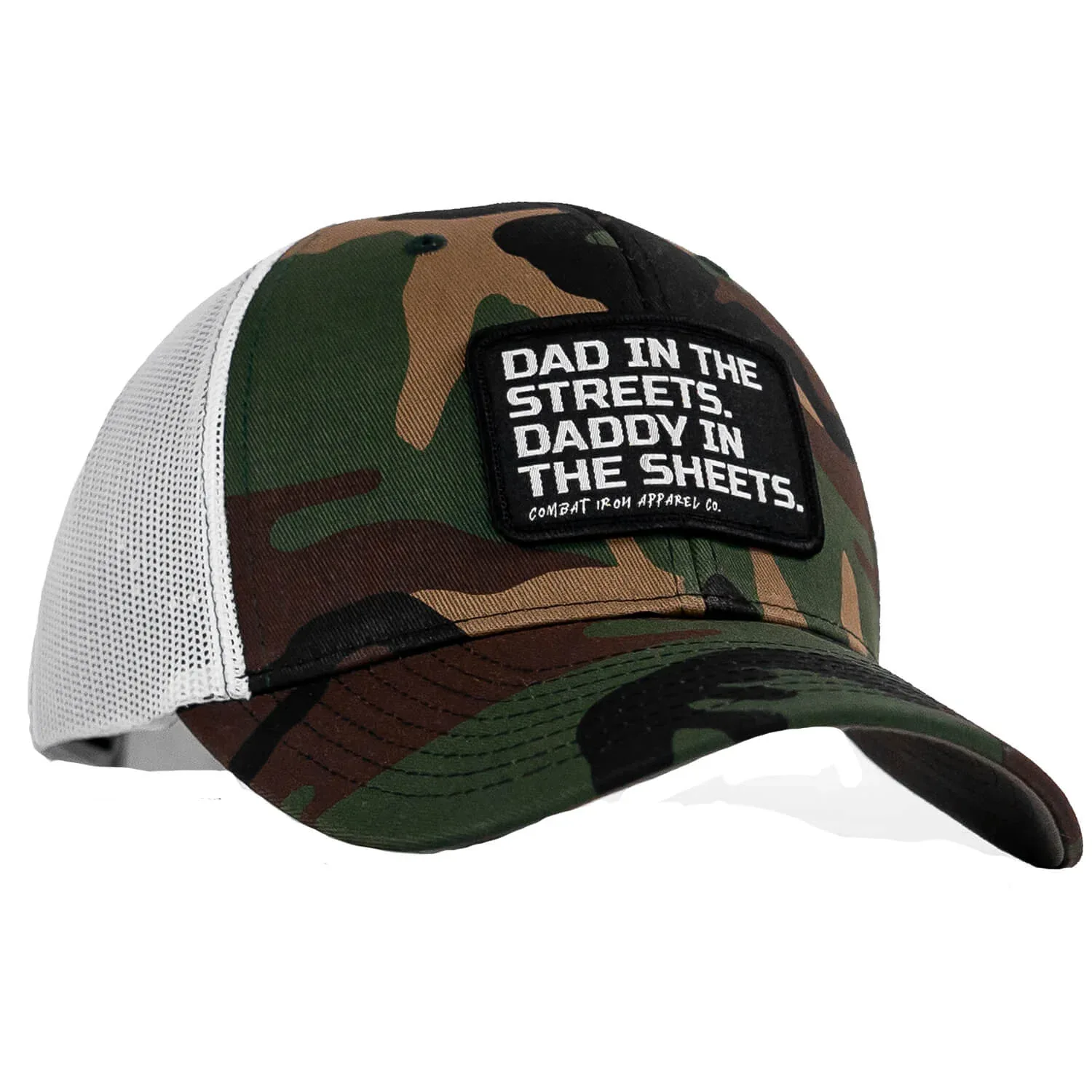 Dad In The Streets. Daddy In The Sheets. Black Patch Snapback Hat - Combat Iron Apparel Co. - Image 31