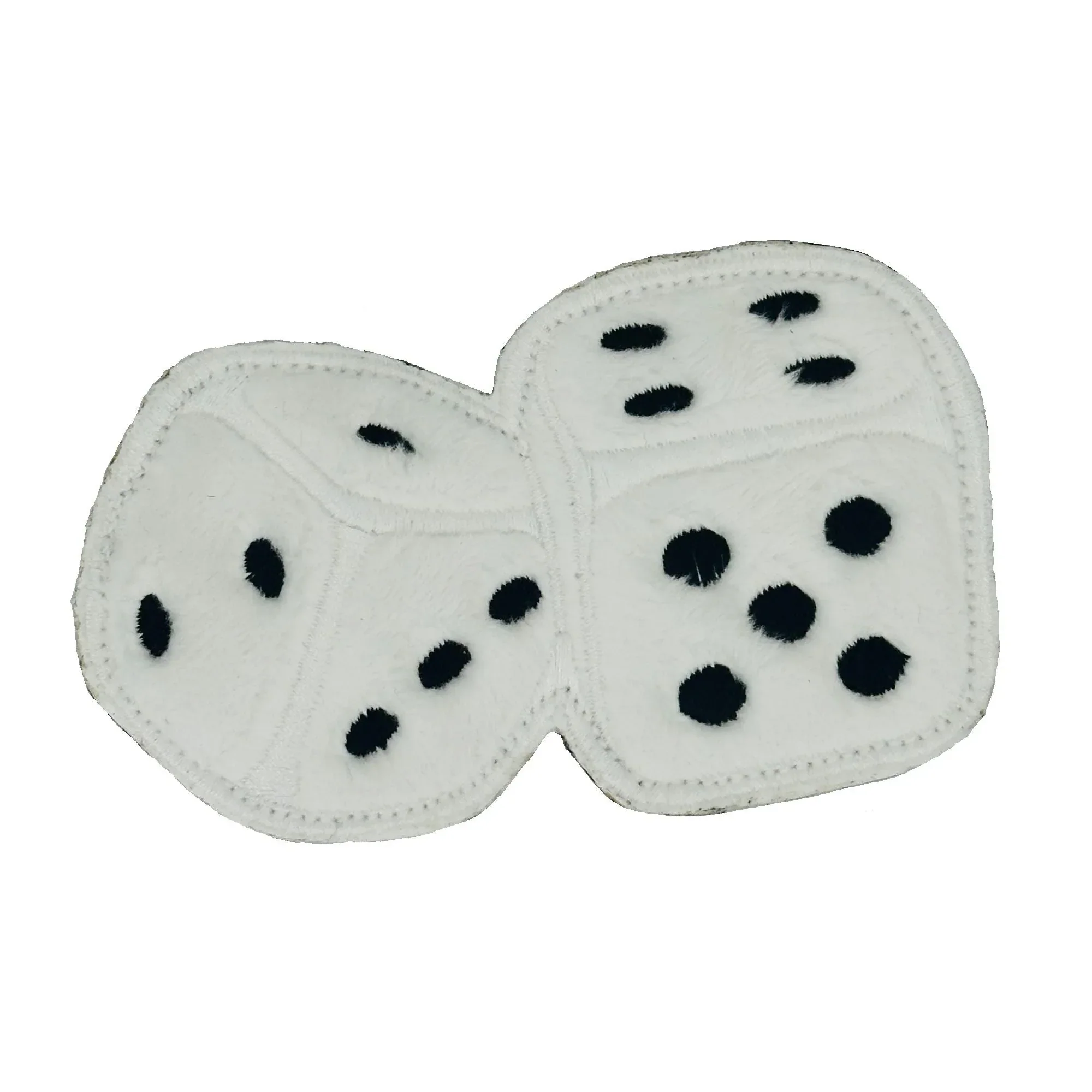 Lucky Charm Unleashed: Fuzzy Dice Embroidered Patch - Roll the dice 4x2.25 Inches - Made in the USA - Image 2