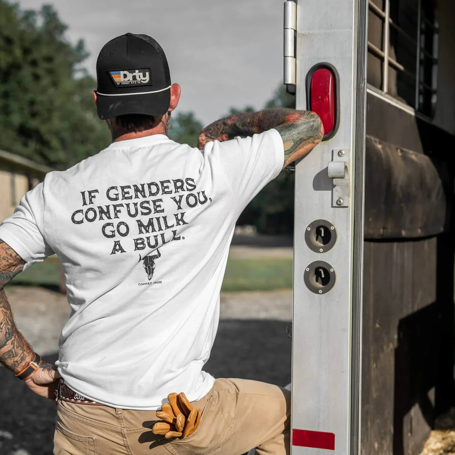 If Genders Confuse You, Go Milk a Bull Men's T-Shirt - Combat Iron Apparel Co. - Image 43