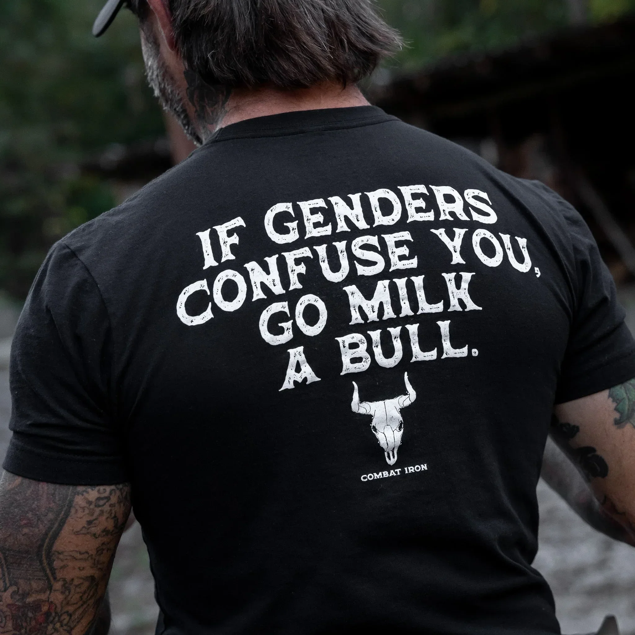 If Genders Confuse You, Go Milk a Bull Men's T-Shirt - Combat Iron Apparel Co. - Image 5