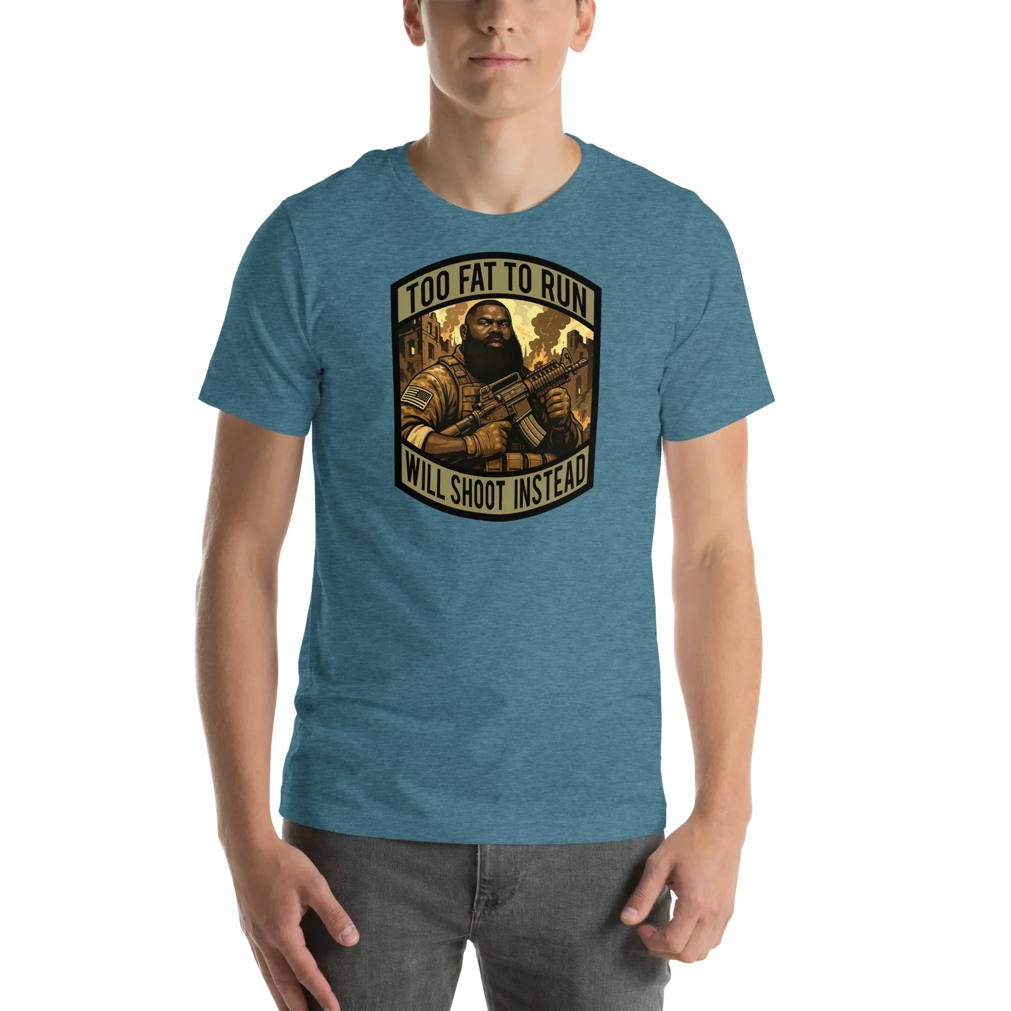 POTM June 2025 - Too Fat To Run - Will Shoot Instead - African American - Unisex t-shirt - Image 13