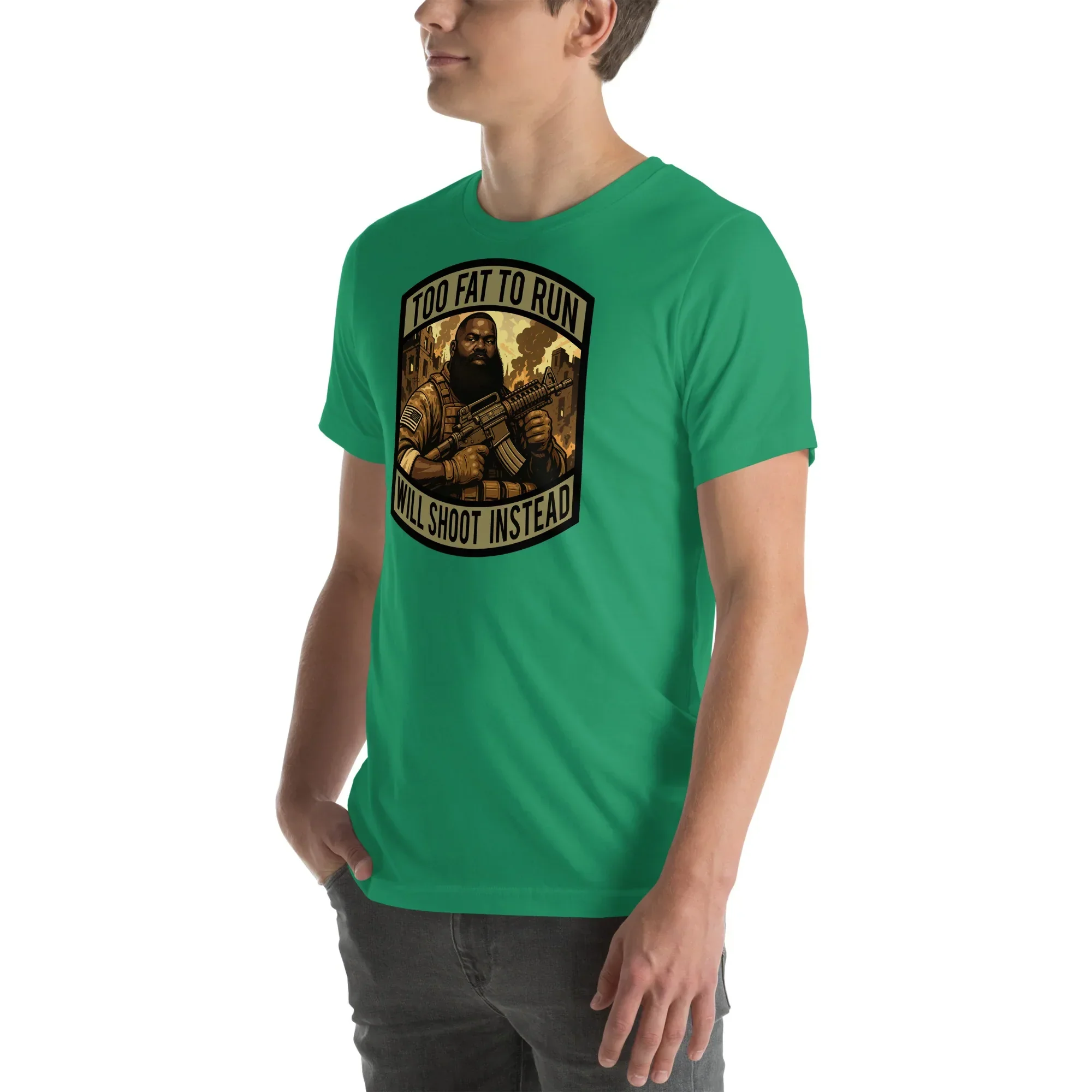 POTM June 2025 - Too Fat To Run - Will Shoot Instead - African American - Unisex t-shirt - Image 22