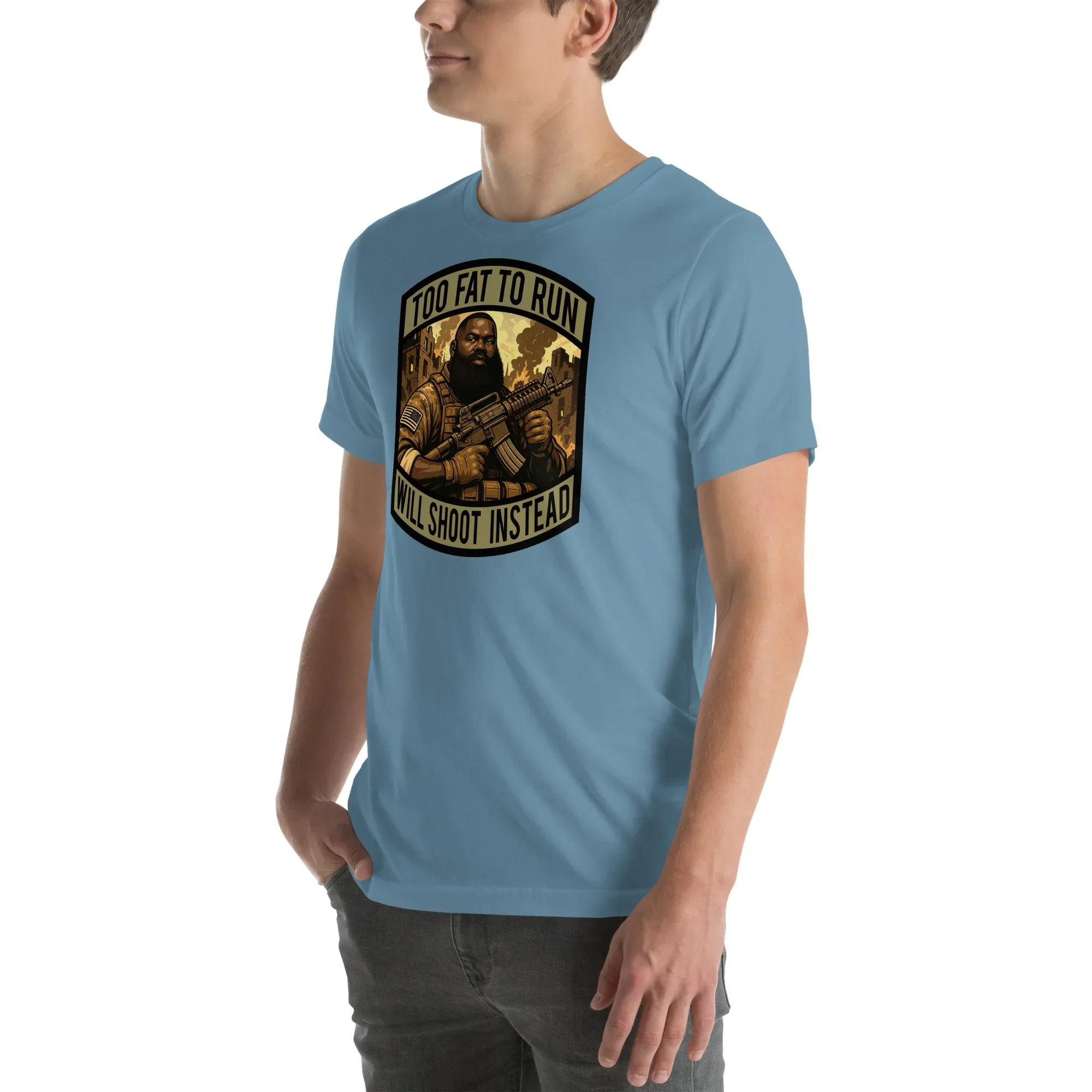 POTM June 2025 - Too Fat To Run - Will Shoot Instead - African American - Unisex t-shirt - Image 34