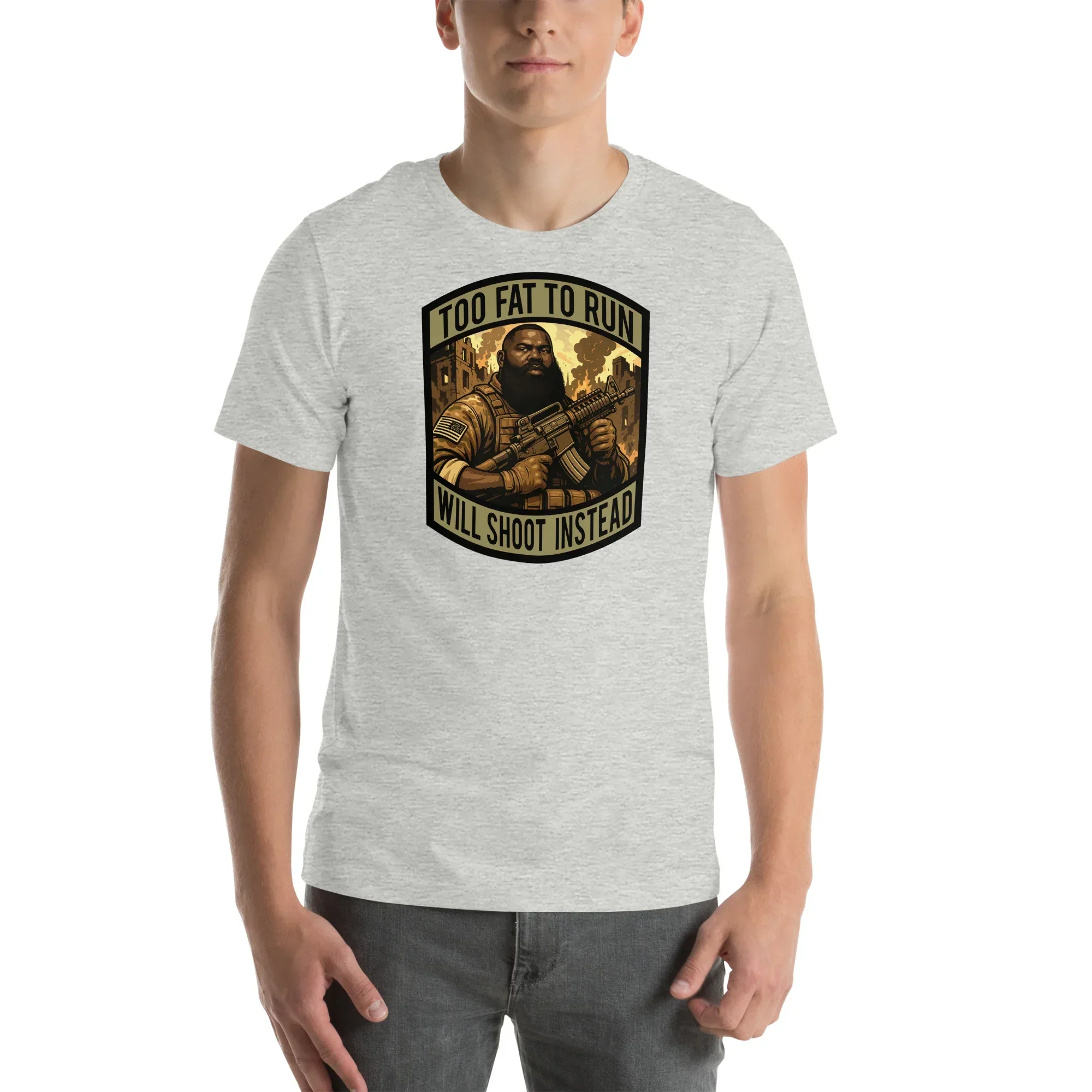 POTM June 2025 - Too Fat To Run - Will Shoot Instead - African American - Unisex t-shirt - Image 49