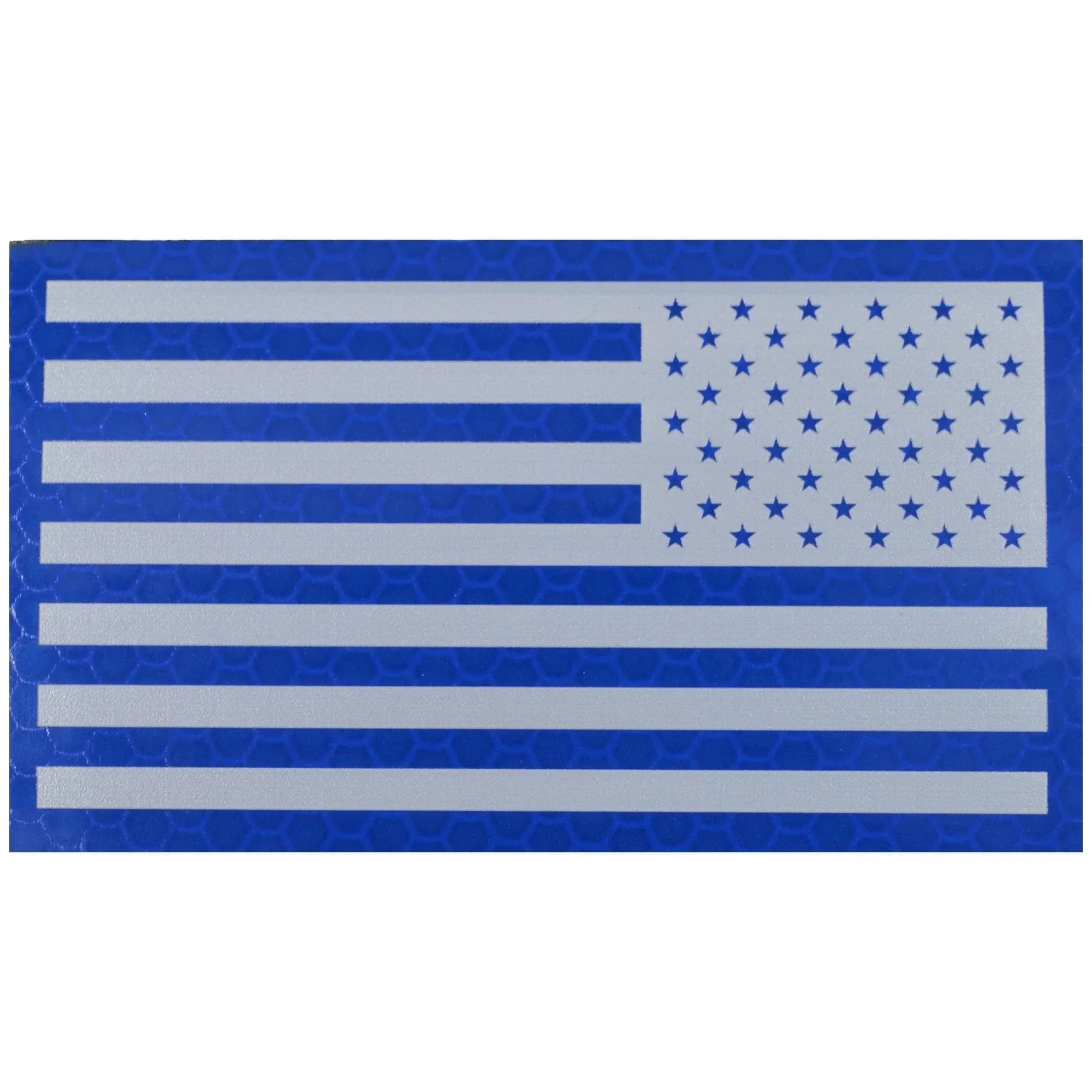 Reflective Printed Blue/White US Flag - 2x3.5 Patch - Image 2