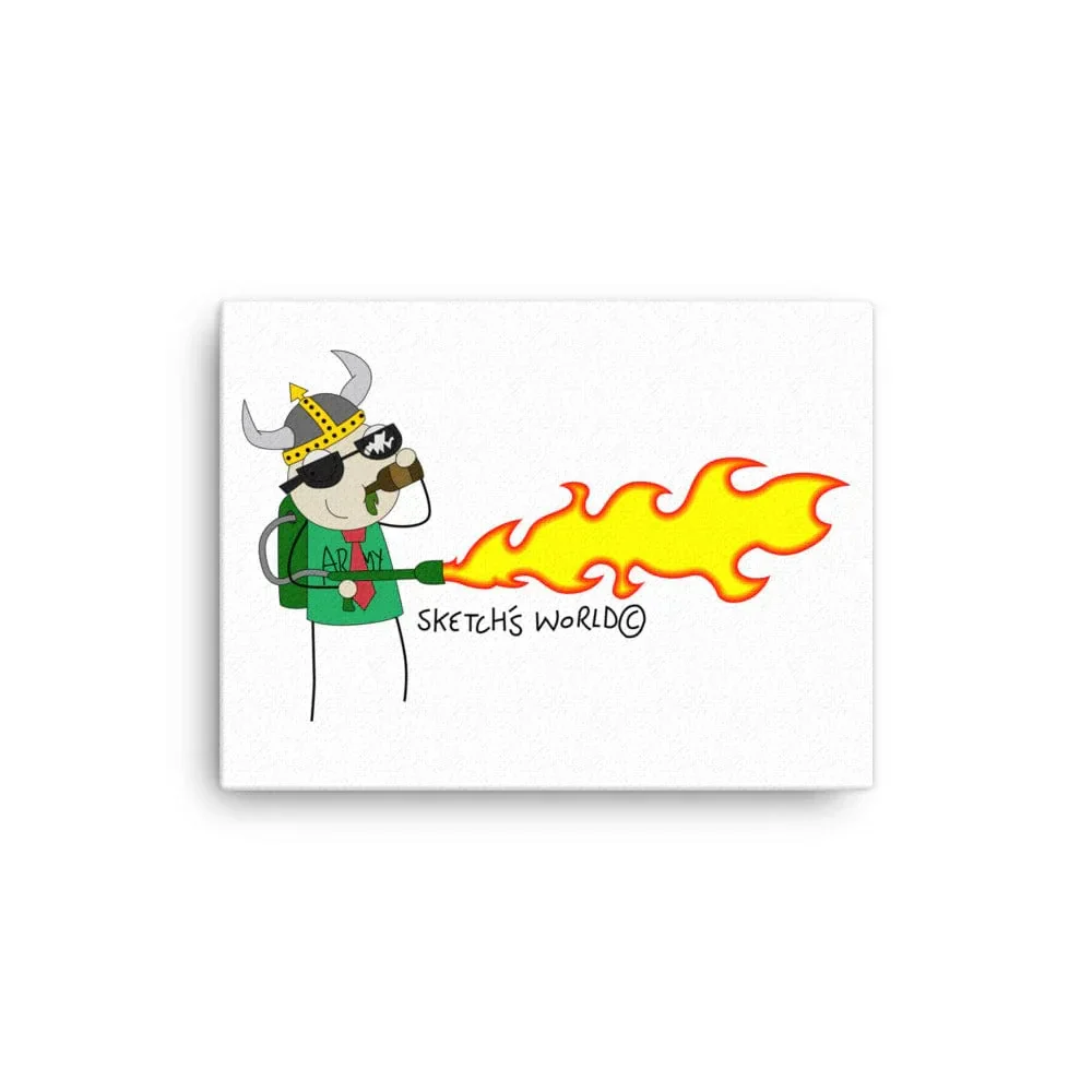 Sketch's World © Officially Licensed - Army Flamethrower Canvas Print