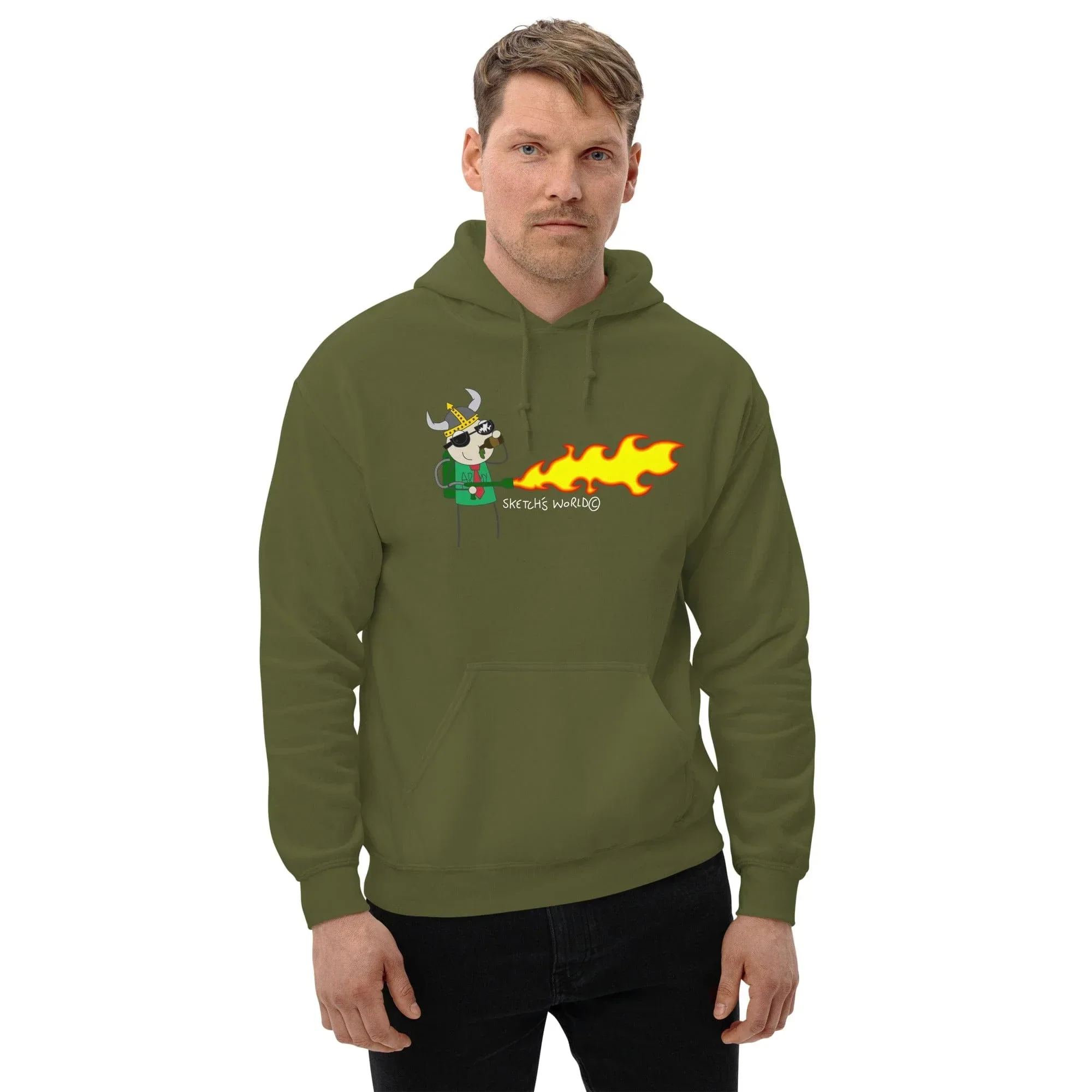 Sketch's World © Officially Licensed - Army Flamethrower Unisex Hoodie - Image 4