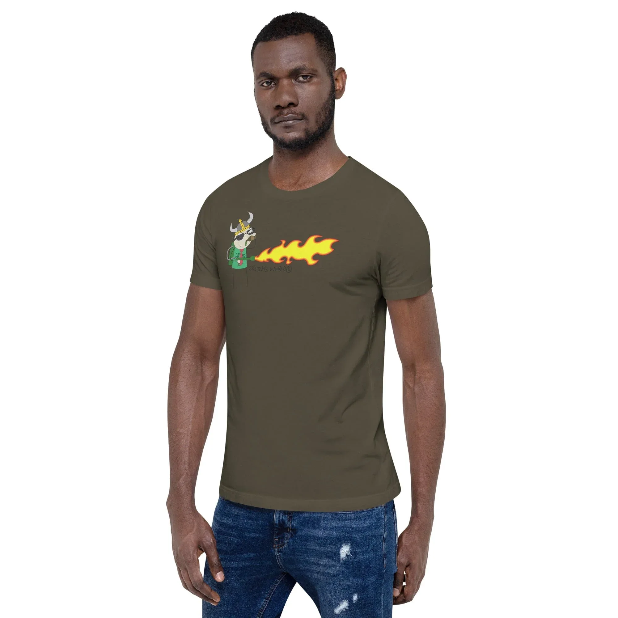 Sketch's World © Officially Licensed - Army Flamethrower Unisex T-Shirt - Image 3