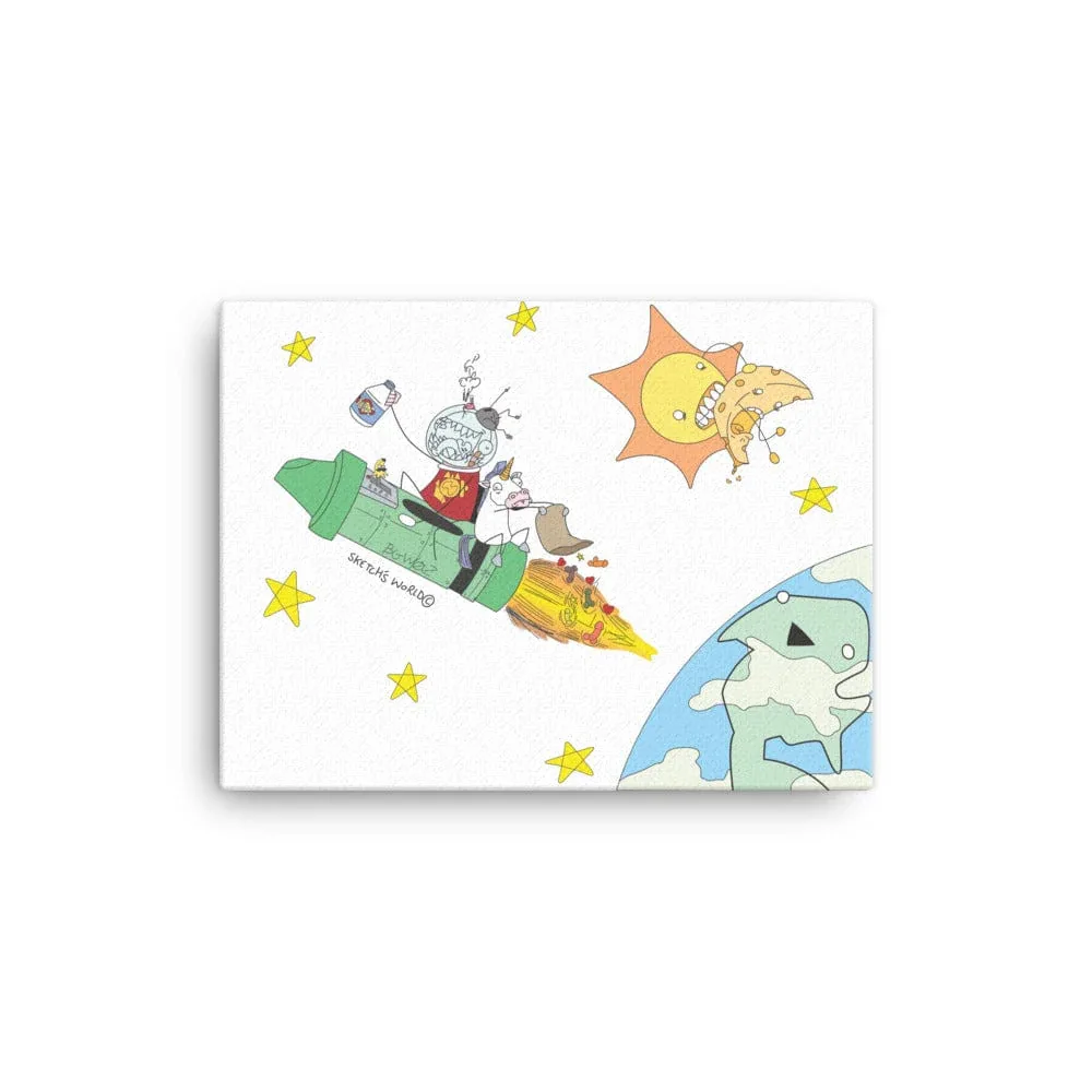 Sketch's World © Officially Licensed - Marine & Rocket Canvas Print