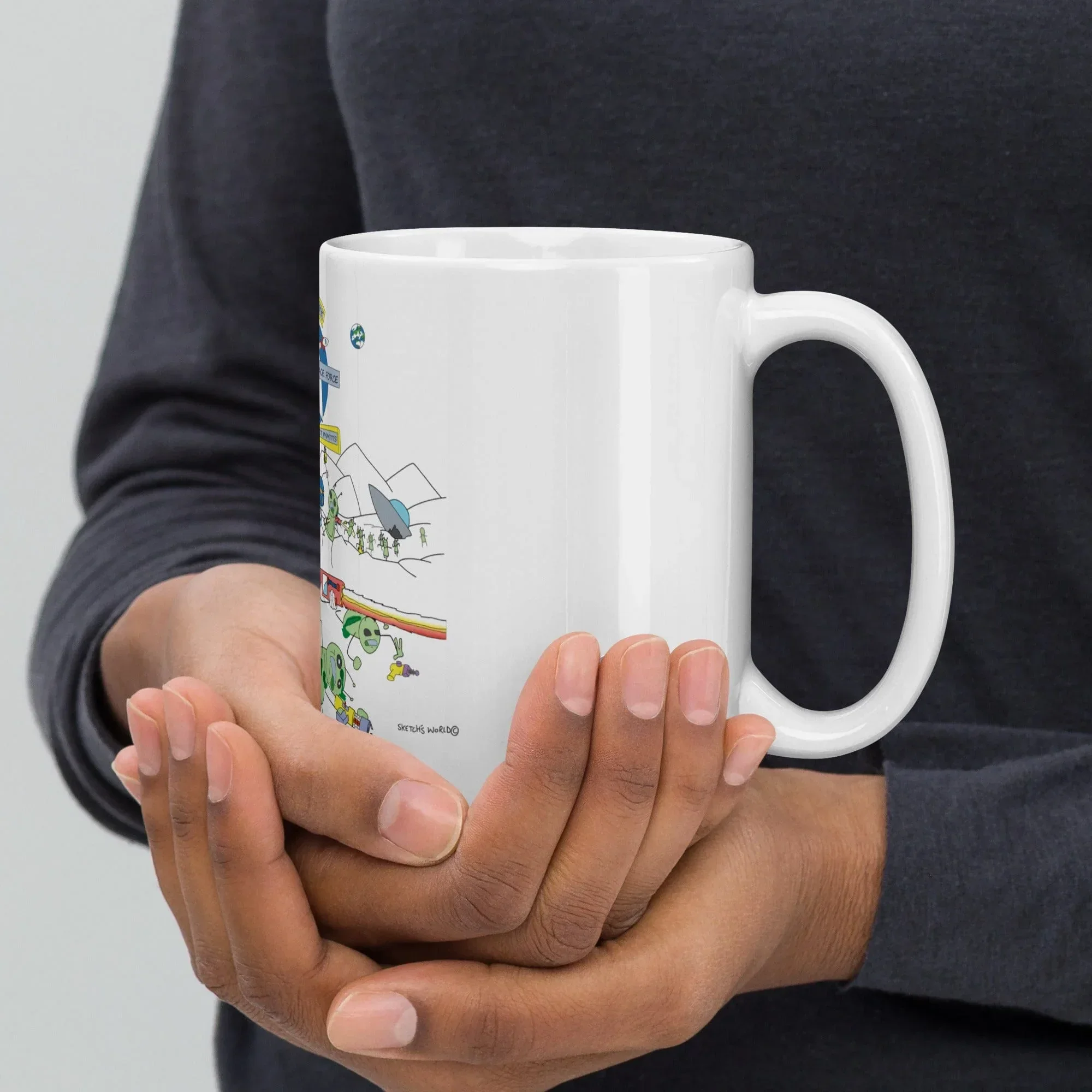 Sketch's World © Officially Licensed - Space Force & Aliens Ceramic Mug - Image 3
