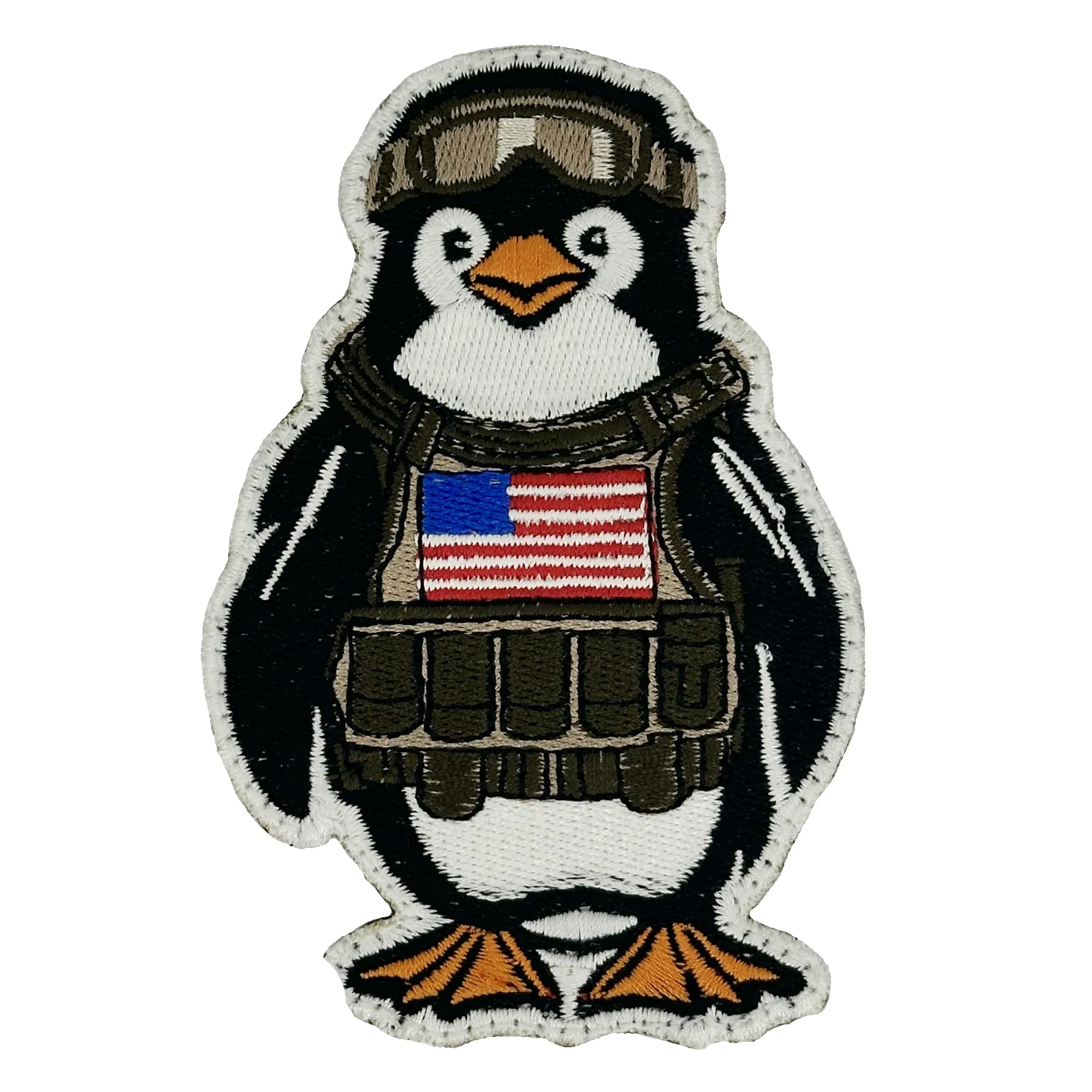 Arctic Warfare: Fully Embroidered Tactical Penguin Patch with US Flag - Image 3